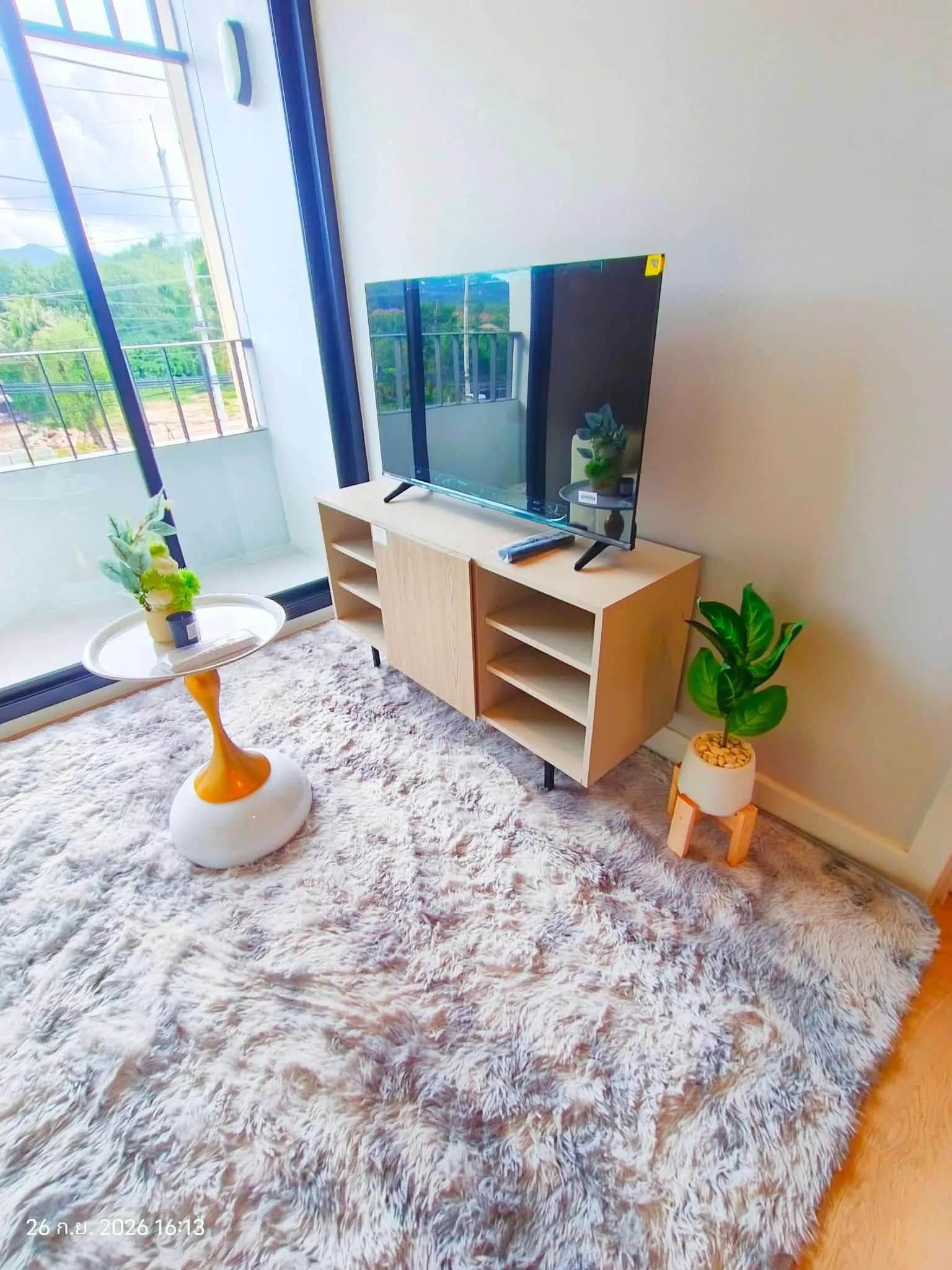 1-Schlafzimmer-Eigentumswohnung zur Miete im The Cube Amaze Srisoonthon, Thalang, Phuket, 4. Etage, Blick nach außen, neue Möbel, 20,000 Baht pro Monat Foto 7